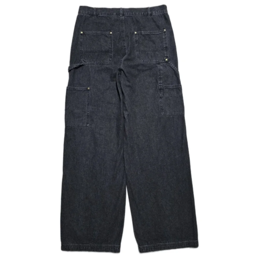 VTG Black Dart Double Knee Baggy Cargo Carpenter Jeans Mens M 33 Embroidered 90s